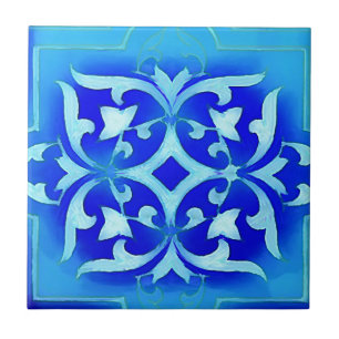 Carreau motifs Art nouveau en blues