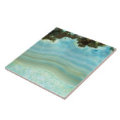 Carreau Motifs bleus de cristal d'agate d'Aqua vide fait (Côté)