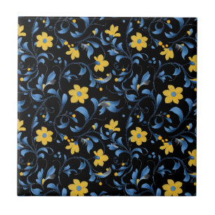 Carreau Motifs d'art populaire floral ukrainien