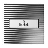 Carreau Motifs de Black White Stripes Monogrammes Abstrait (Devant)