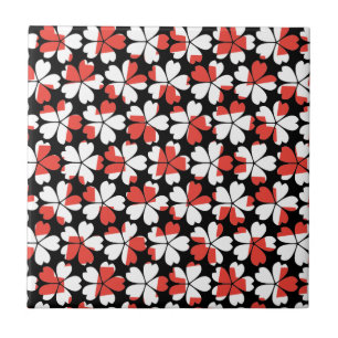 Carreau Motifs de fleurs blanches rouges mignons