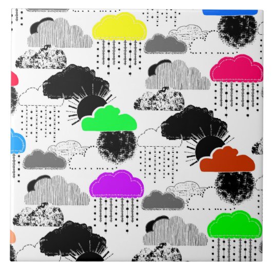 Carreau Motifs de nuages colorés mignons (Devant)