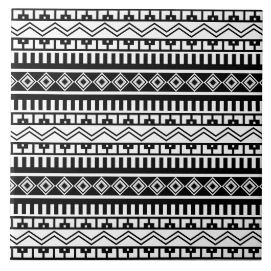 Carreau Motifs géométriques noirs et blancs du sud-ouest (Devant)