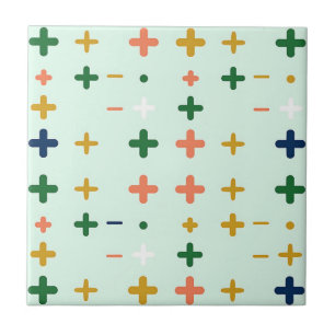 Carreau Motifs Géométriques Rétro avec des Signes Plus Lud