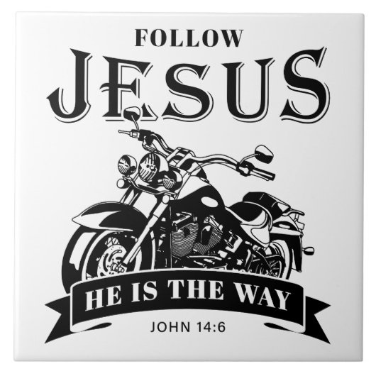 Carreau Moto Christian Biker John 14:6 Suivre Jésus (Devant)