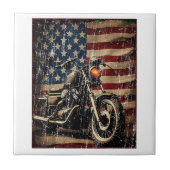 Carreau Motorcycle USA Drapeau Retro Biker (Devant)
