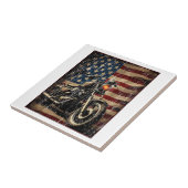 Carreau Motorcycle USA Drapeau Retro Biker (Côté)