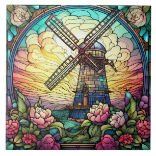 Carreau moulin à vent en verre teinté