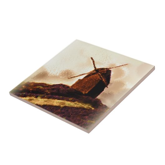 Carreau Moulin à vin néerlandais Sepia Peinture (Côté)