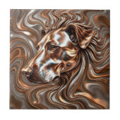 Carreau Moulure Liquide Bronze et tête de chien en argent (Devant)