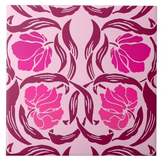 Carreau Mouron de William Morris, fuchsia et rose-clair (Devant)