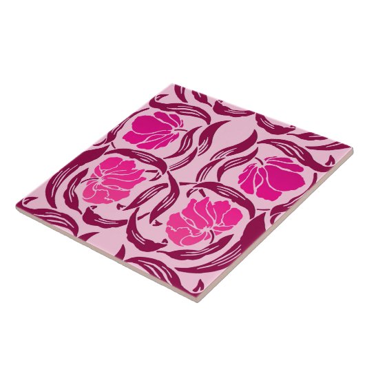 Carreau Mouron de William Morris, fuchsia et rose-clair (Côté)