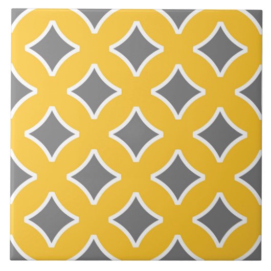 Carreau moutarde jaune, blanc, gris, moderne, ornementale (Devant)