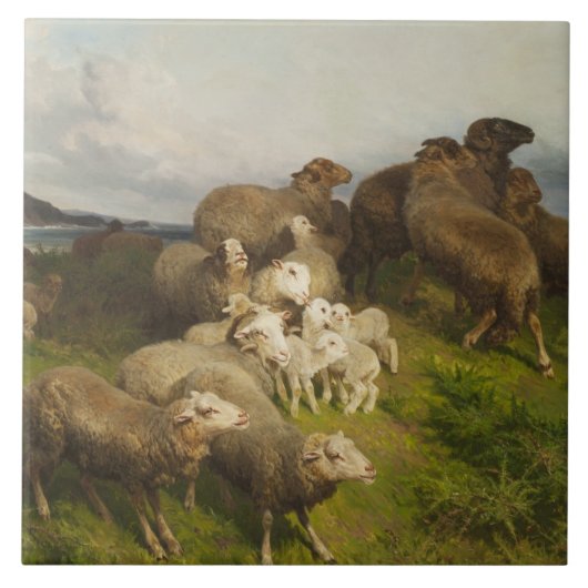 Carreau Moutons dans un pré (par August Friedrich Schenck) (Devant)