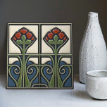 Carreau Mouvement d'artisanat d'art de symétrie des fleurs<br><div class="desc">Ce magnifique carrelage en céramique moderne du milieu du siècle est un hommage affectueux au mouvement des Arts et de l'Artisanat. Conçu de manière experte dans notre atelier de Barcelone, il présente des formes symétriques abstraites et imite le charme captivant des dalles de faux relief modernes du milieu du siècle....</div>
