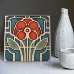 Carreau Mouvement d'artisanat d'art de symétrie des fleurs<br><div class="desc">Ce magnifique carrelage en céramique moderne du milieu du siècle est un hommage affectueux au mouvement des Arts et de l'Artisanat. Conçu de manière experte dans notre atelier de Barcelone, il présente des formes symétriques abstraites et imite le charme captivant des dalles de faux relief modernes du milieu du siècle....</div>