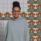 Carreau Mouvement d'artisanat d'art de symétrie des fleurs