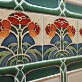 Carreau Mouvement d'artisanat d'art de symétrie des fleurs