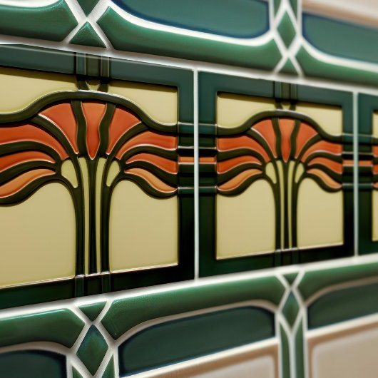 Carreau Mouvement d'artisanat d'art de symétrie des fleurs