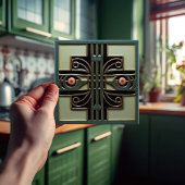 Carreau Mouvement d'artisanat d'art de symétrie des fleurs