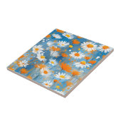 Carreau Mouvement fleur sauvage en Lavage bleu doux (Côté)