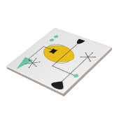 Carreau moyen siècle moderne bleu jaune simple rétro (Côté)