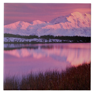 Carreau Mt. Denali au coucher du soleil depuis Reflection
