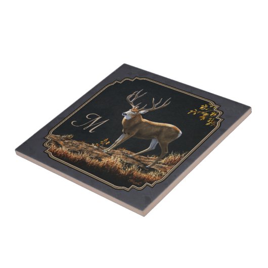 Carreau Mule Deer Buck Charcoal Gray Monogram (Côté)