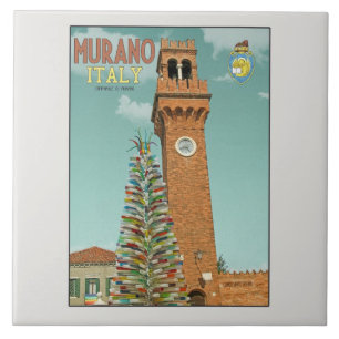 Carreau Murano Camapnile et arbre en verre