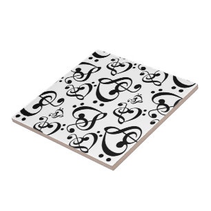 Carreau Musique Clef Hearts Motif noir et blanc