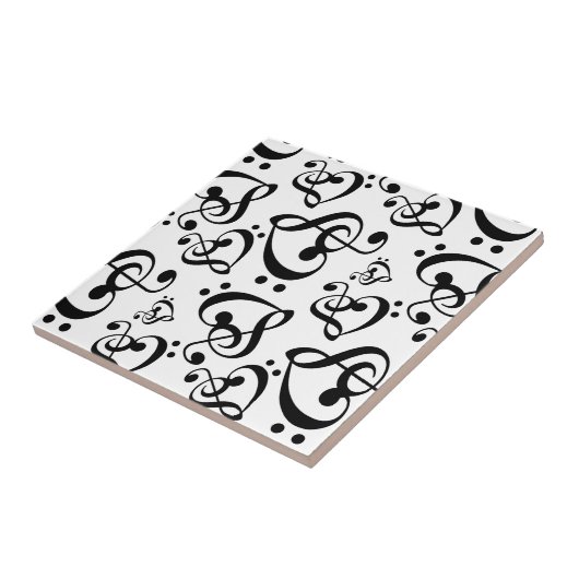 Carreau Musique Clef Hearts Motif noir et blanc (Côté)