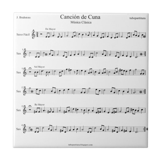 Carreau Musique de feuille de berceuse de Brahms (Devant)