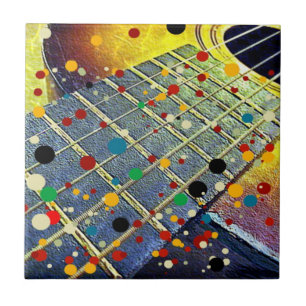 Carreau Musique de guitare vintage coloré