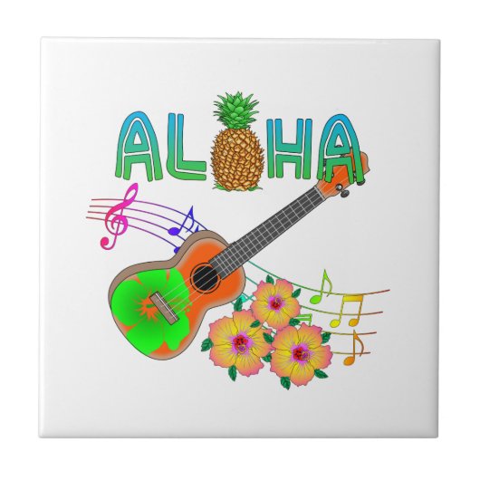 Carreau Musique de l'île Ukulele Aloha (Devant)