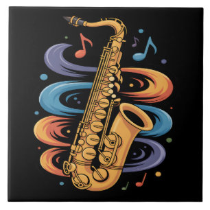 Carreau Musique de saxophone colorée Flux Instrument de ja