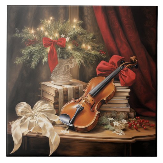 Carreau Musique de violon de Noël (Devant)