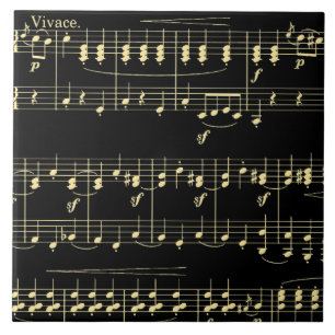Carreau Musique d'or en noir