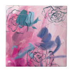 Carreau Musique intérieure - Croquis floral<br><div class="desc">Inner Music I de Melissa Wang. Comprend un croquis de fleurs contre un arrière - plan rose doux et fleuri.| 140968D</div>