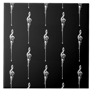 Carreau Musique Motif Melting Treble Clef Blanc et Noir