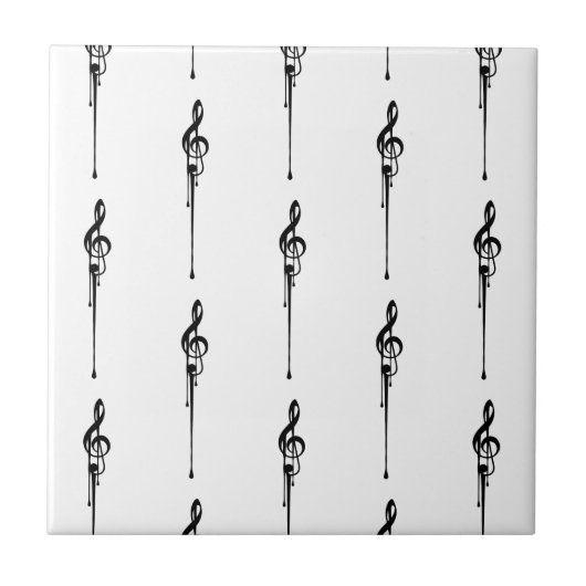 Carreau Musique Motif Melting Treble Clef noir et blanc (Devant)