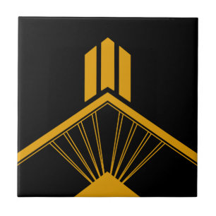 Carreau Mustard d'or Art déco Bordure géométrique Noir