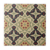 Carreau Mustard Jaune Rouge Olive Vert Tribu ethnique Art (Devant)