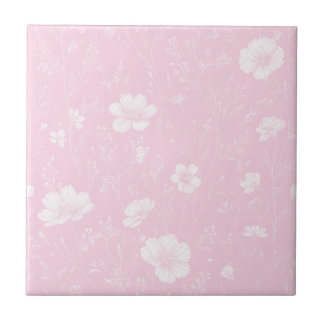 Carreau Muted Pink And White Wildflower Pattern