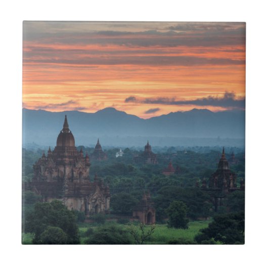 Carreau Myanmar, lever de soleil à Bagan (Devant)
