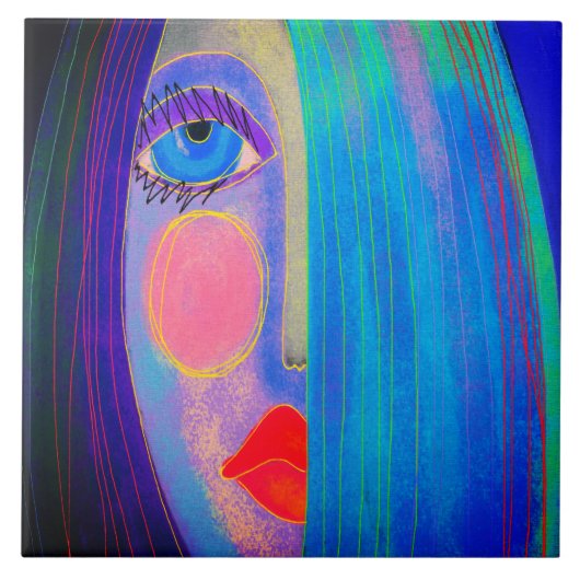 Carreau Mystère Abstraite peinture numérique d'une femme (Devant)