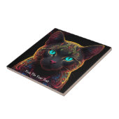 Carreau Mystic Neon Mandala Chat Psychedelic Feline Imagin (Côté)