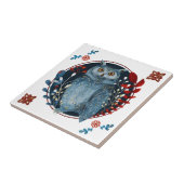 Carreau Mystical Blue Owl Red Leaves (Côté)