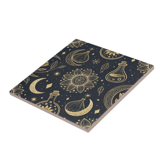 Carreau Mystical Celestial Witchcraft - Gold Botanical (2) (Côté)