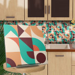 Carreau N2 abstrait géométrique Bauhaus<br><div class="desc">Bauhaus style géométrique carrelage abstrait en bleu turquoise,  vin et palette de couleur sienne brûlée.</div>