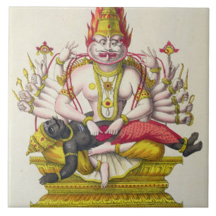 Carreau Narasimha, gravé par de Marlet (litho de couleur)